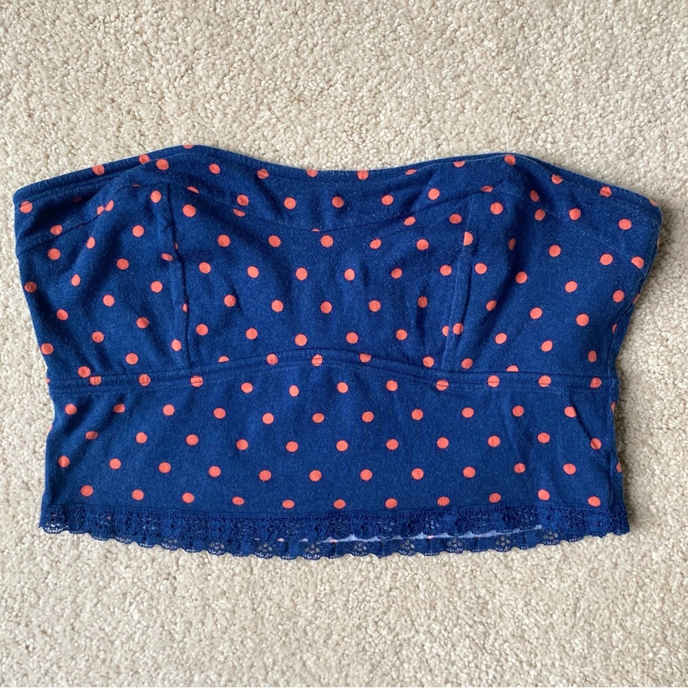 Gilly Hicks Blue and Orange Polka Dot Bandeau